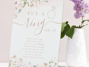 Top 10! Wildflower put a ring on it bridal shower game pedestal sign