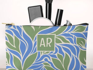 Hot Deals! Cool Green & Blue Modern Floral Pattern Monogram Accessory Pouch