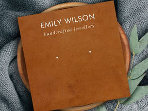 Top 5! TAN LEATHER TEXTURE STUD EARRING DISPLAY CARD