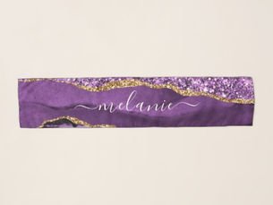 Top 10! Agate Purple Gold Glitter Marble Custom Name Scarf