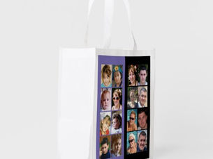 Big Deals! 16 photo collage double-sided black purple grocery bag