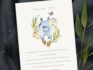 Hot Review! Cute Blue Leafy Foliage Boy Clothes Baby Shower Postcard