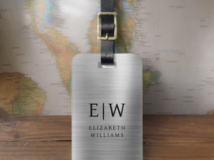 Hot Review! Monogram Silver Brushed Metallic Elegant Luggage Tag