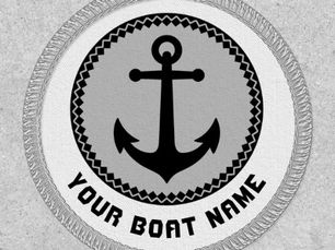 Hot Review! Boat Name Nautical Sea Anchor Black White Gray Patch
