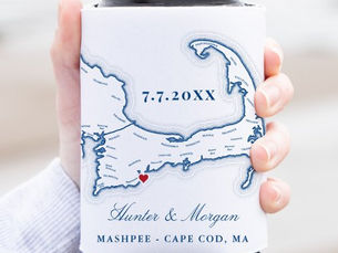 Big Deals! Cape Cod Map Wedding Favor Drink Holder Can Cooler