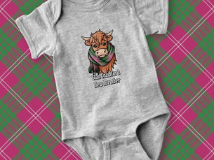 Big Deals! Highland Cow with Crawford Tartan Scarf Baby Bodysuit