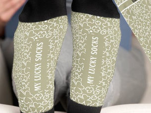 Best Deals! Clover Patricks Day Personalized Name Lucky Socks