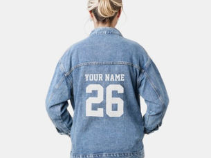 Hot Deals! Custom football jersey number women's jeans jacket