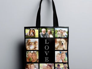 Big Deals! Family Love 10 Photo Collage Black Tote Bag