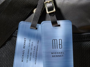 Top 5! Elegant Blue Brushed Metal Monogrammed Luggage Tag