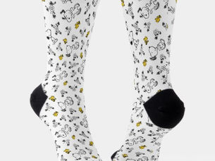 Hot Deals! Peanuts | Snoopy & Woodstock B&W Flower Pattern Socks