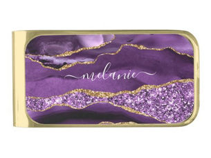 Review Agate Purple Violet Gold Custom Name Money Clip