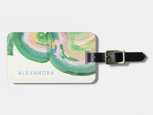 Review Artsy Abstract Green Watercolor Marble Name Luggage Tag