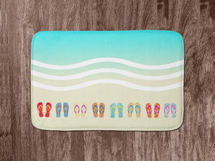 Review Colorful Summer Beach Waves Flip Flops Bath Mat