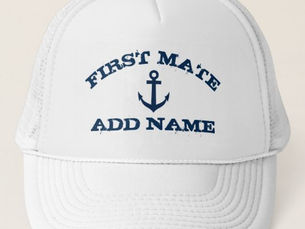 Big Deals! First Mate hats with nautical anchor and name