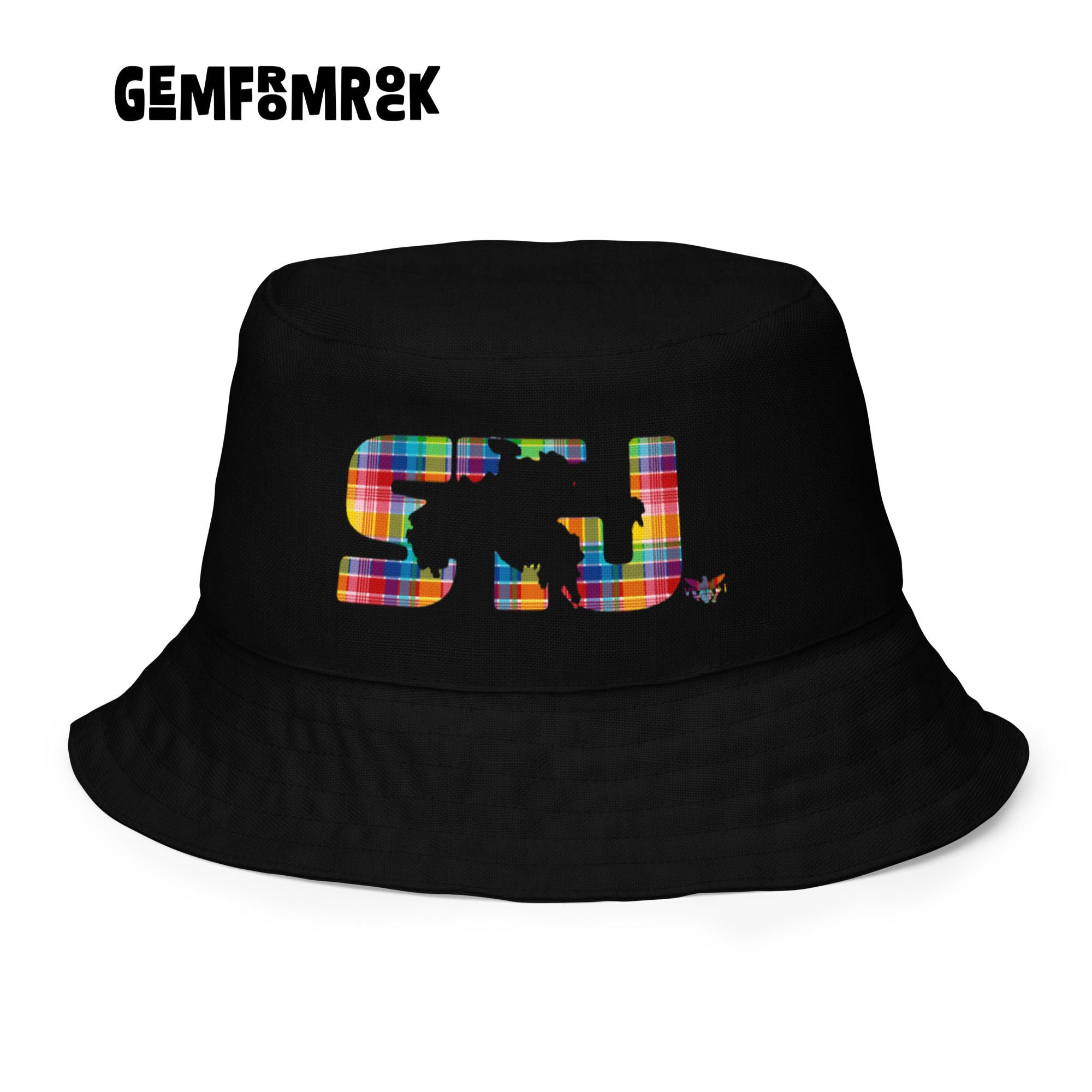 STJ (St. John) USVI Flag Madras Reversible Bucket Hat