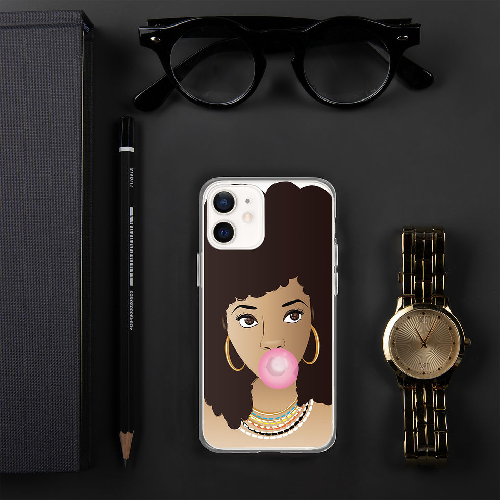 Thumbnail: Black Woman, Natural Hair Beauty Popping Pink Bubblegum Case for iPhone®