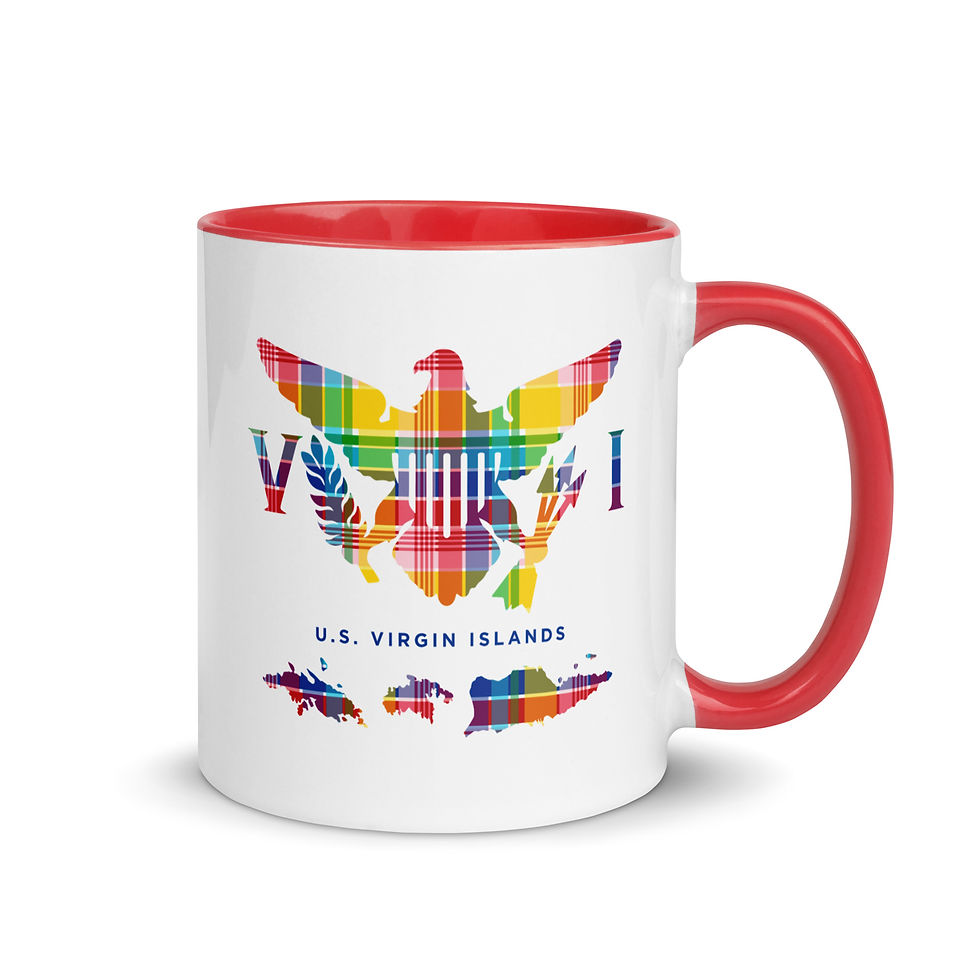 Thumbnail: U.S. Virgin Islands Flag, Madras, White Ceramic Mug with Color Inside