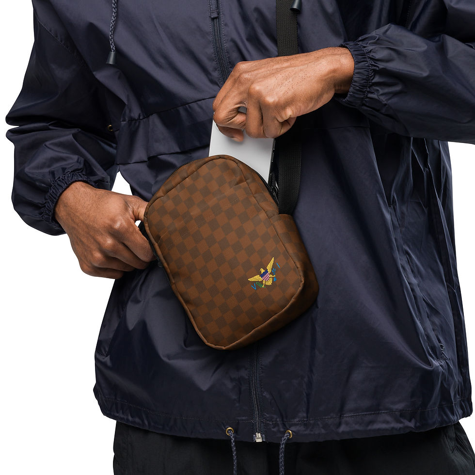 Thumbnail: U.S. Virgin Islands Flag, Brown Checkered Utility Crossbody Bag