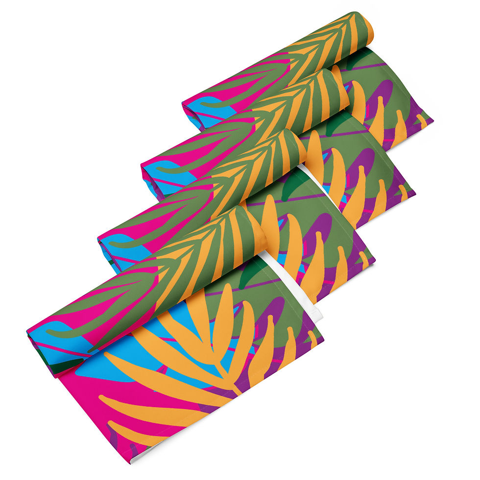 Thumbnail: Colorful Tropical Leaves Cloth Napkin Set of 4