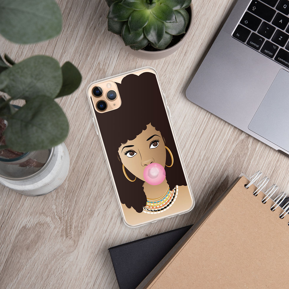 Thumbnail: Black Woman, Natural Hair Beauty Popping Pink Bubblegum Case for iPhone®