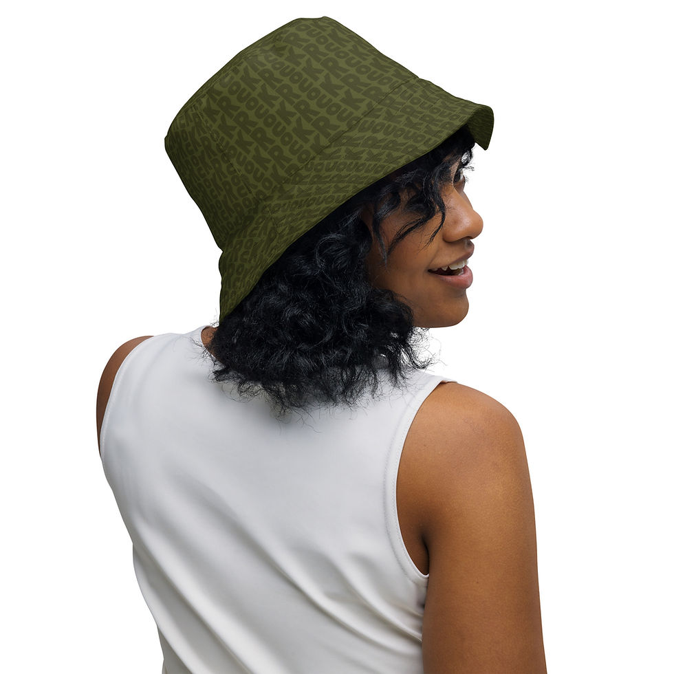 Thumbnail: ROCK, USVI Flag, Olive Green Reversible Bucket Hat
