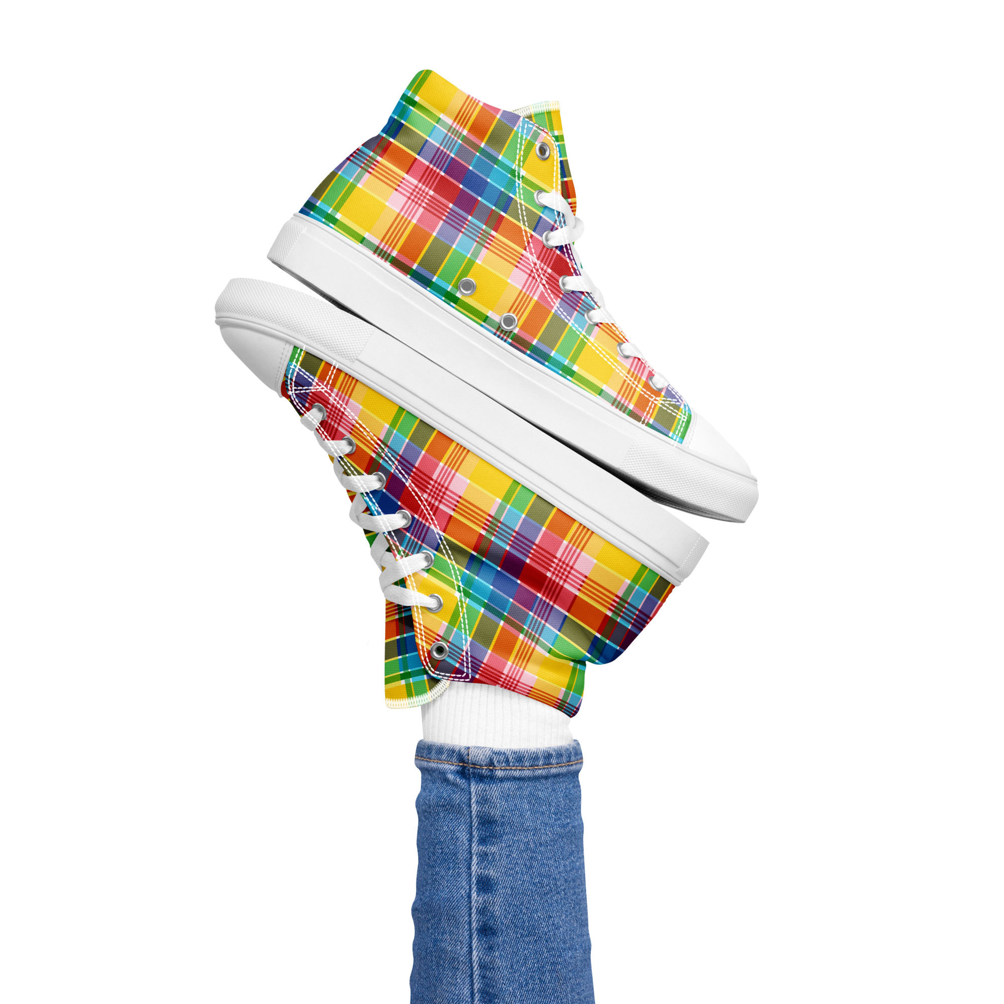 U.SVI Madras Women’s High Top Canvas shoes