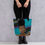 Thumbnail: Black Woman, Top Knot, Tribal Inspired, Teal Tote Bag