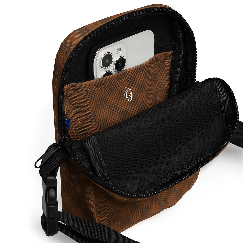 Thumbnail: U.S. Virgin Islands Flag, Brown Checkered Utility Crossbody Bag