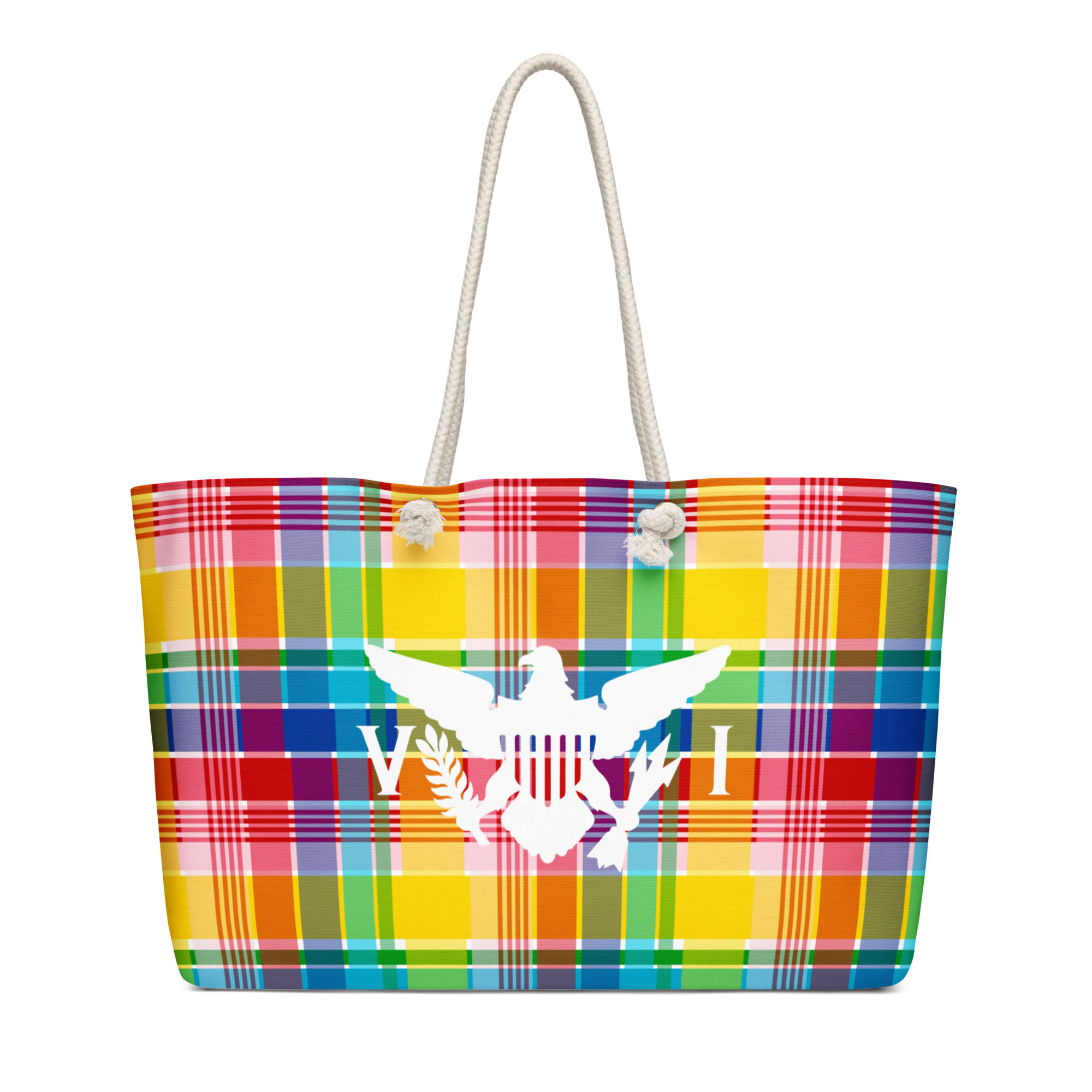 USVI Flag Madras Oversized Weekender Bag