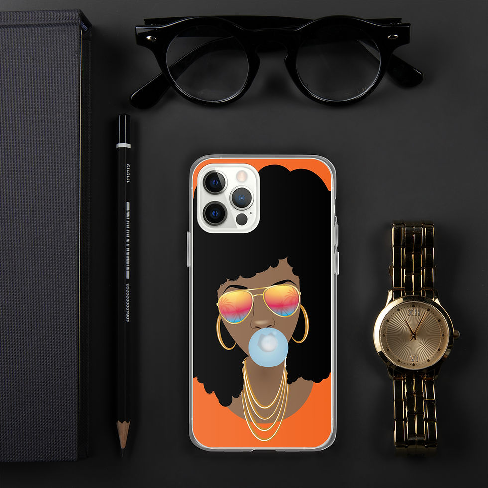 Thumbnail: Black Woman, Natural Hair Beauty with Shades, Popping Bubblegum Case for iPhone®