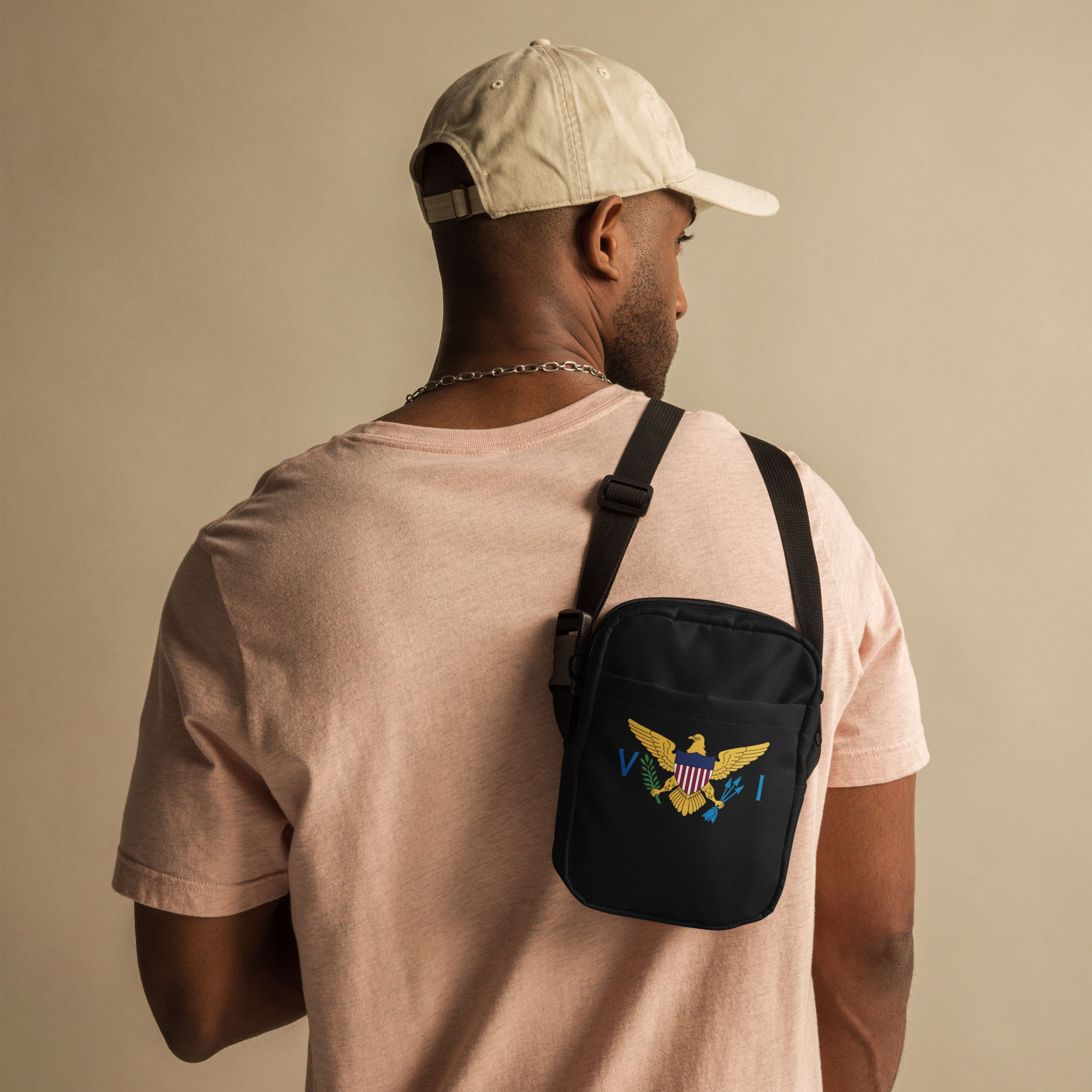 U.S. Virgin Islands Flag, Black Utility Crossbody Bag