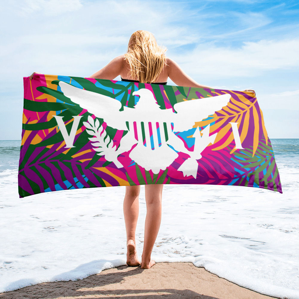 U.S. Virgin Islands Colorful Tropical Leaves Beach Towel