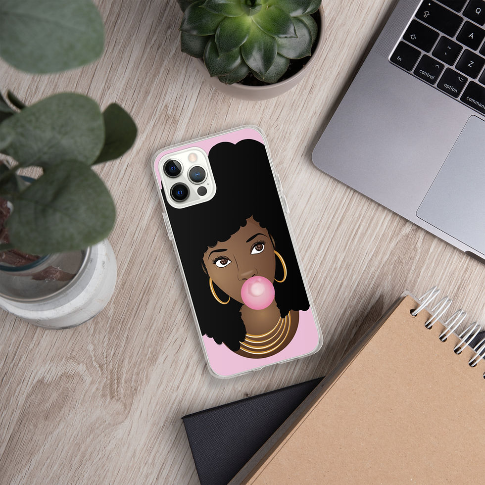 Thumbnail: Black Woman, Natural Hair Beauty, Popping Pink Bubblegum Case for iPhone®