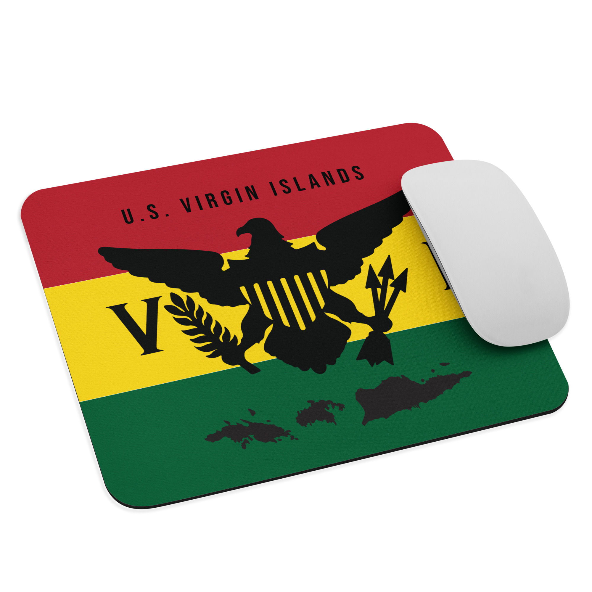 U.S. Virgin Islands Flag & Islands Rasta Mouse Pad