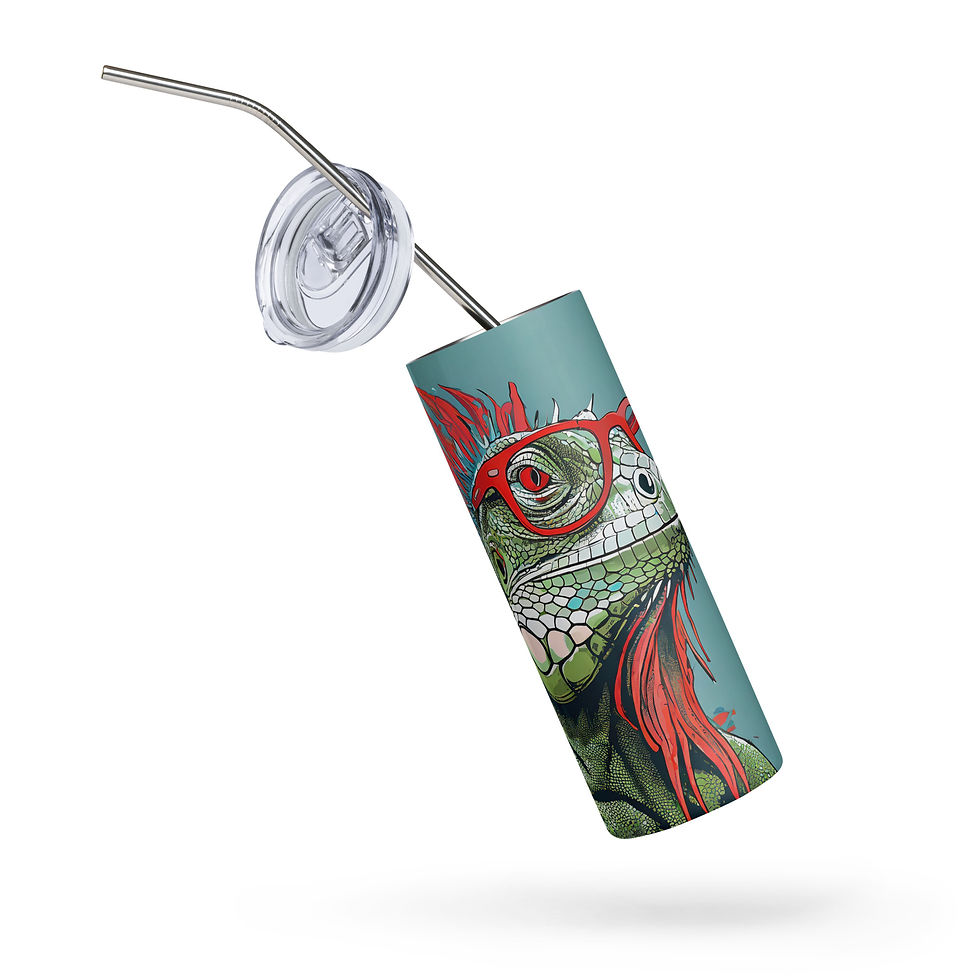 Thumbnail: Iguana Wearing Red Glasses Stainless Steel Tumbler