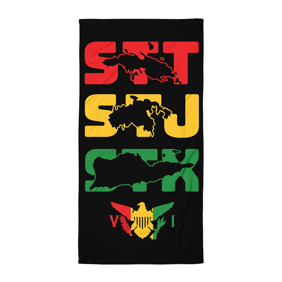 Thumbnail: STT STJ STX USVI, Rasta, Black Beach Towel