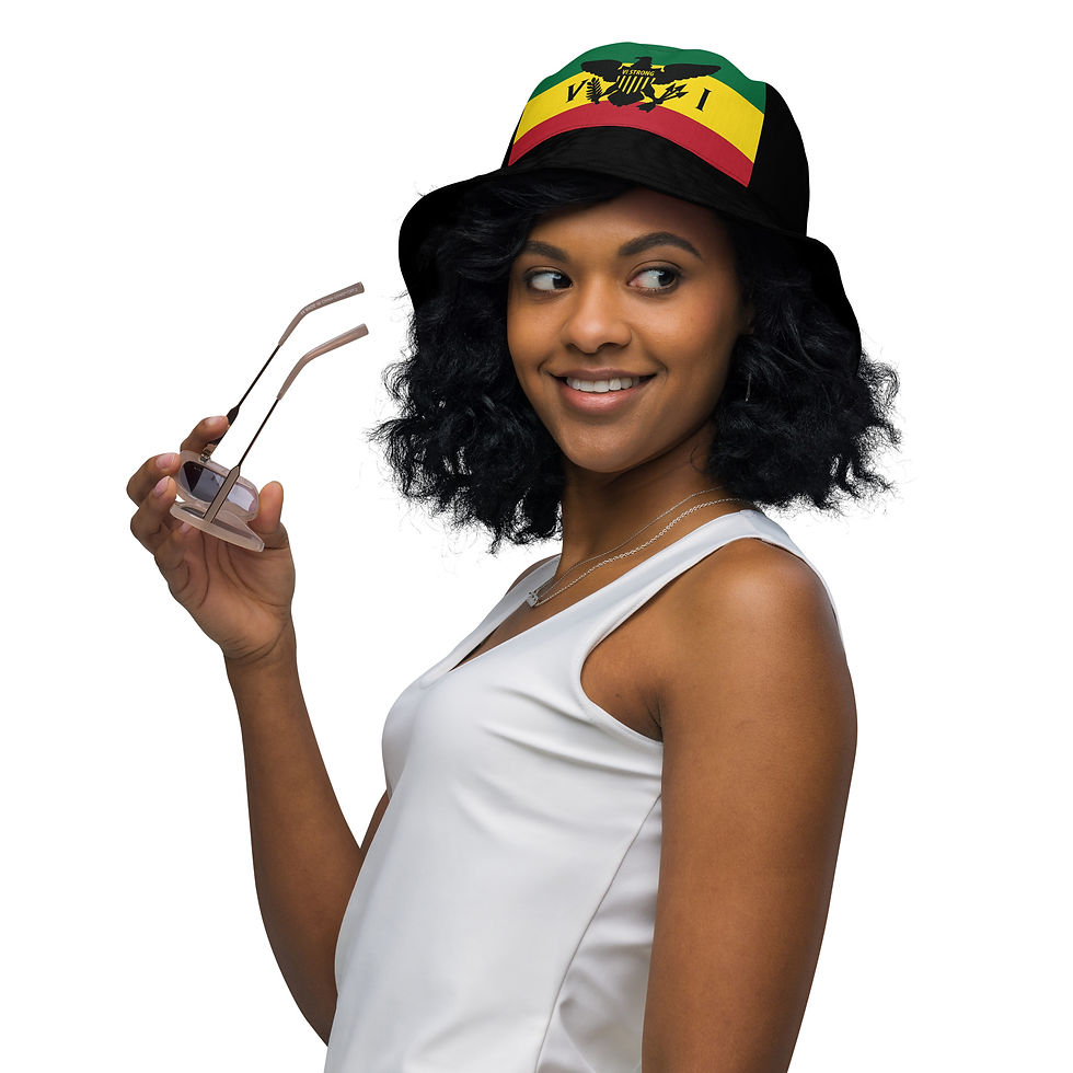 Thumbnail: U.S. Virgin Islands Flag, Rasta/Black Reversible Unisex Bucket Hat