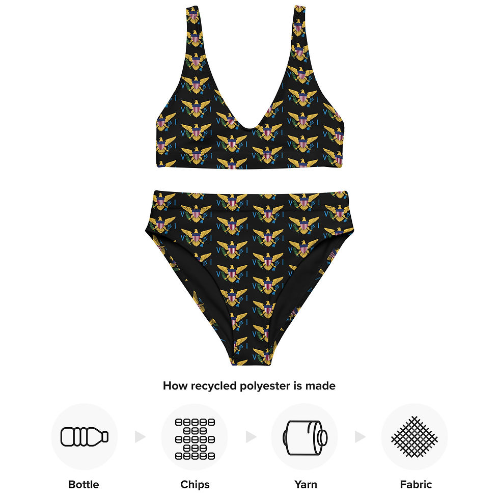 Thumbnail: U.S. Virgin Islands Flag Black High-Waisted Bikini