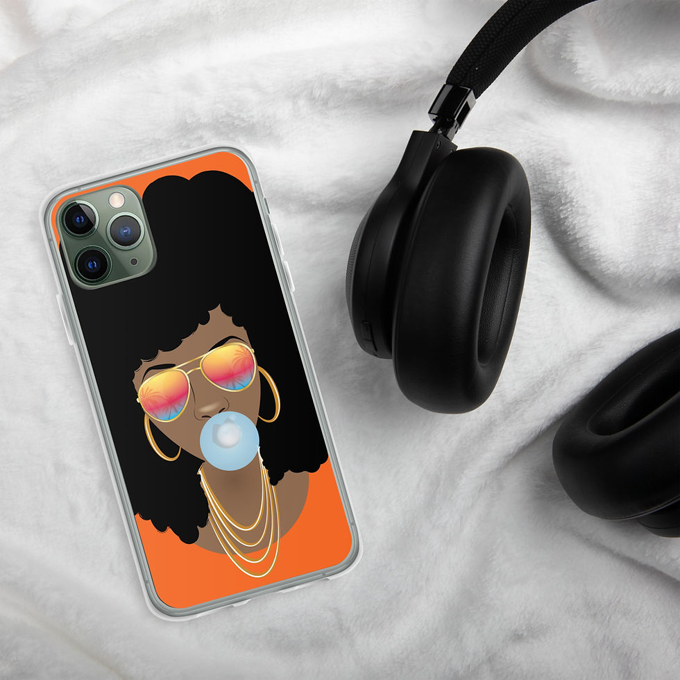 Thumbnail: Black Woman, Natural Hair Beauty with Shades, Popping Bubblegum Case for iPhone®