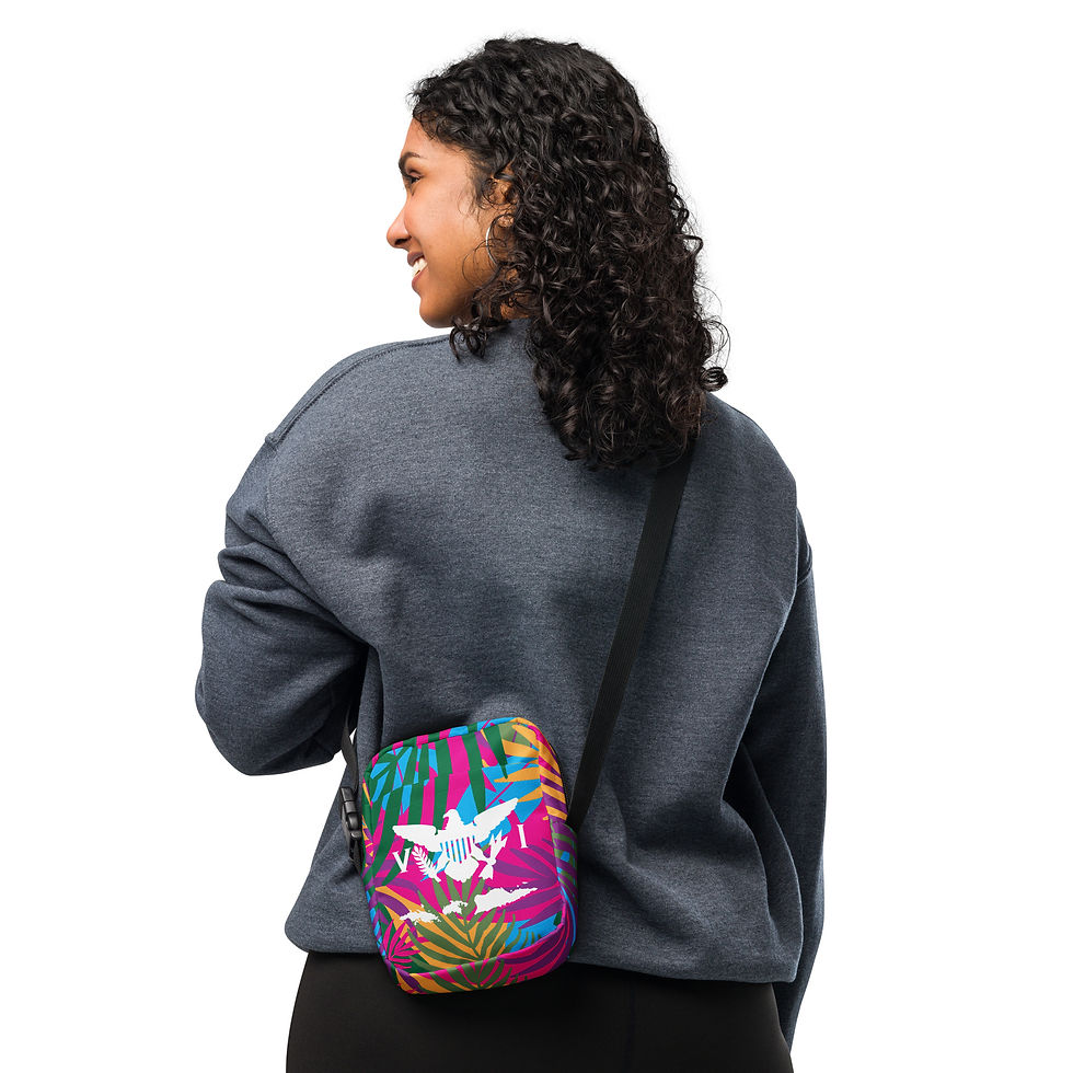 Thumbnail: U.S. Virgin Islands Flag, Colorful Tropical Leaves Utility Crossbody Bag