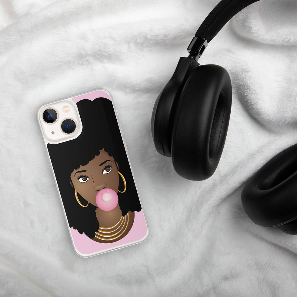 Thumbnail: Black Woman, Natural Hair Beauty, Popping Pink Bubblegum Case for iPhone®