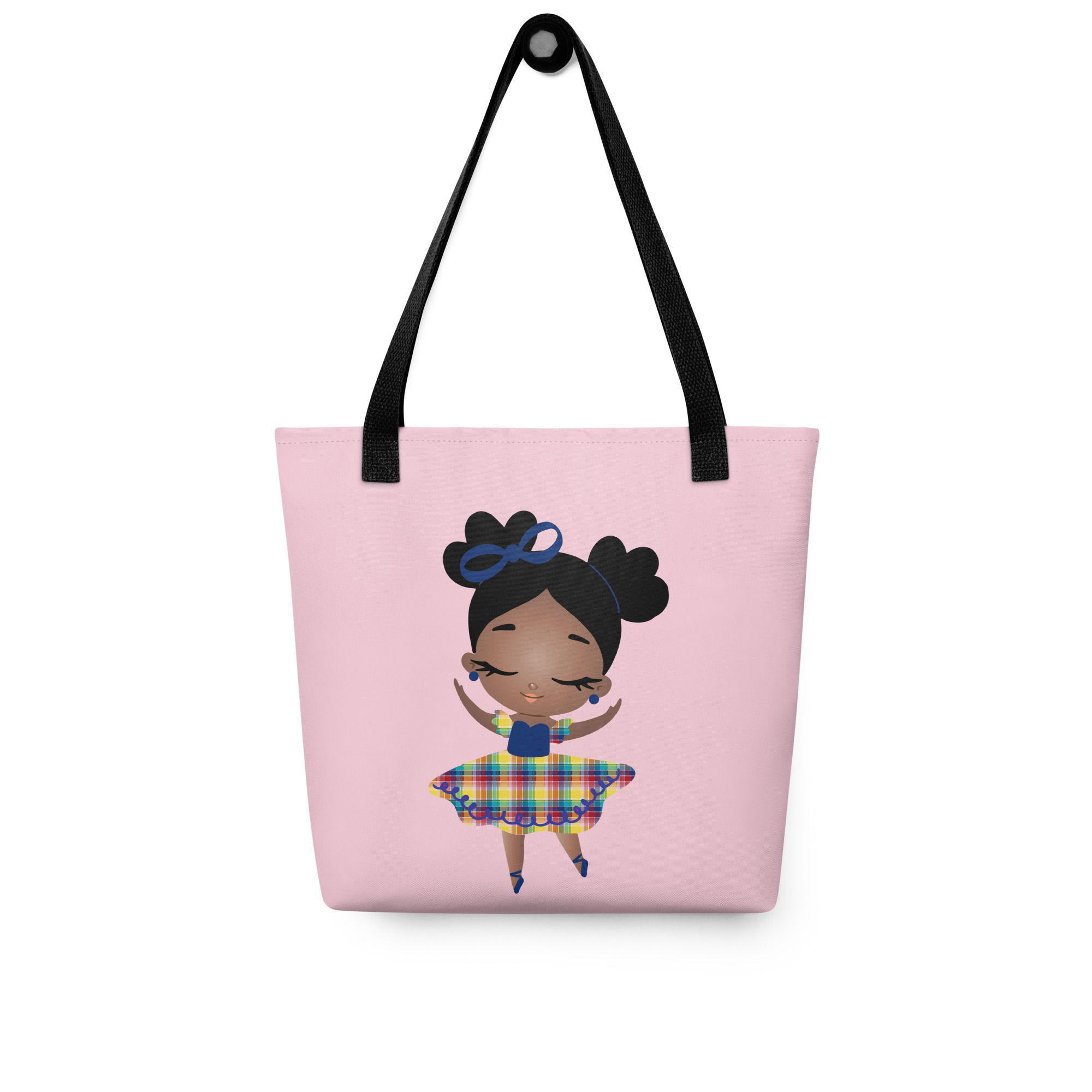 Little Girl in VI Madras Dress Pink Tote Bag