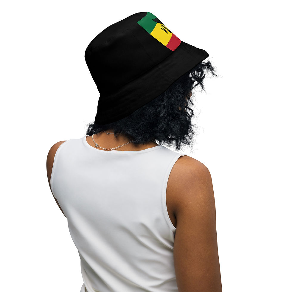 Thumbnail: U.S. Virgin Islands Flag, Rasta/Black Reversible Unisex Bucket Hat