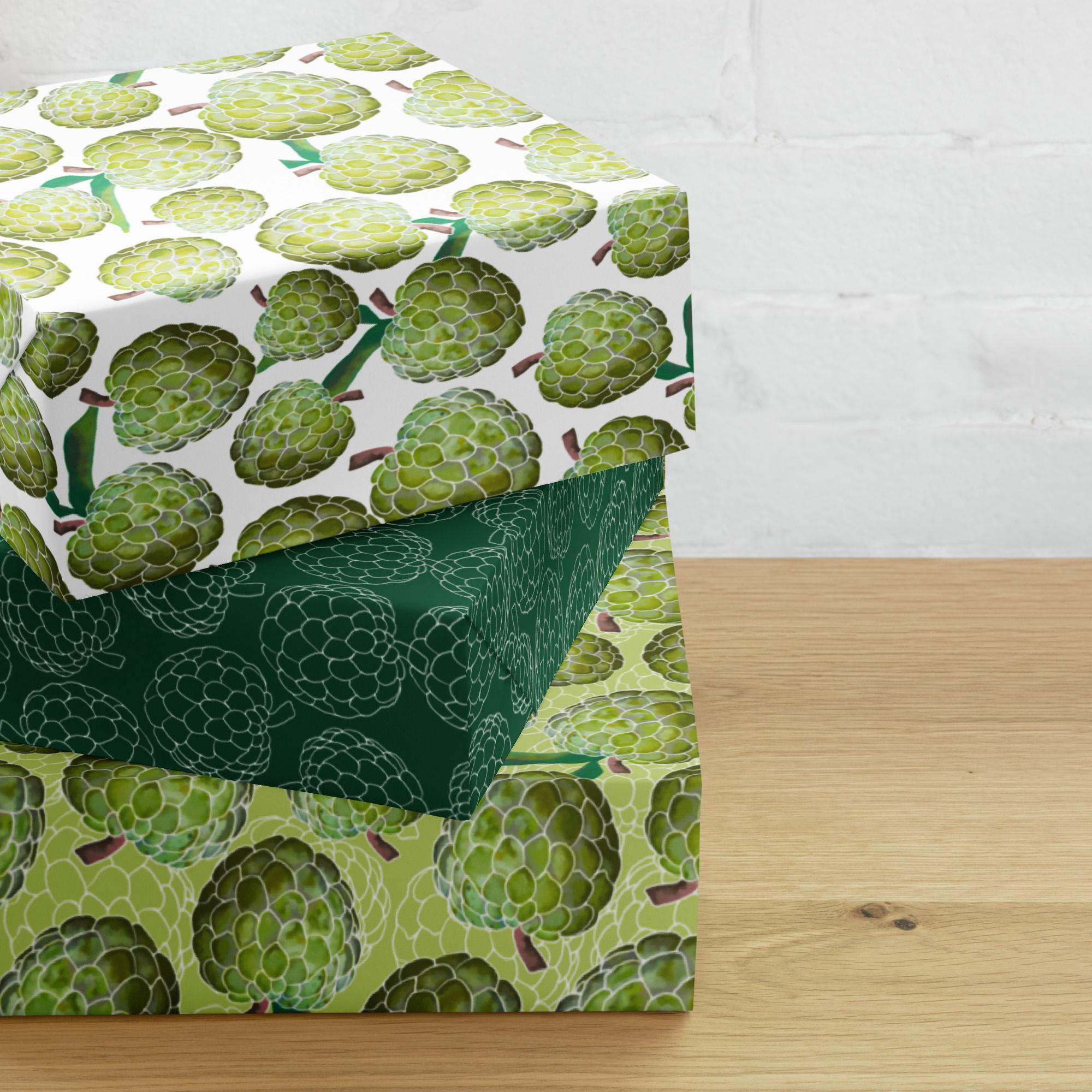 Sugar Apples Green Wrapping Paper Sheets