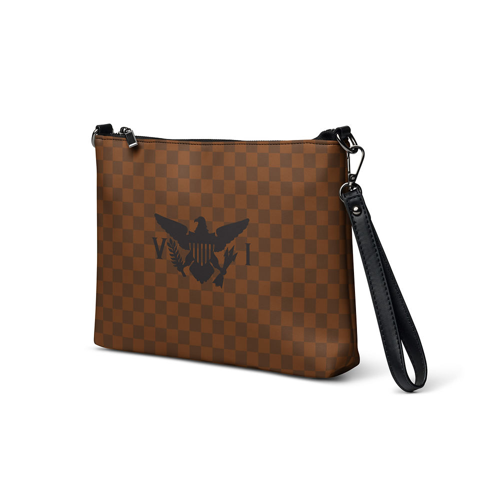 Thumbnail: Black U.S. Virgin Islands Flag, Brown Checkered Crossbody Bag