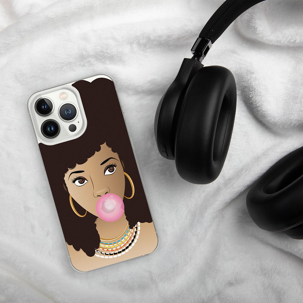 Thumbnail: Black Woman, Natural Hair Beauty Popping Pink Bubblegum Case for iPhone®