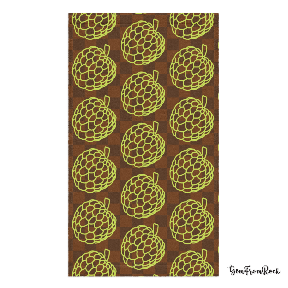 Green Sugar Apples Brown Checkered J'ouvert Towel