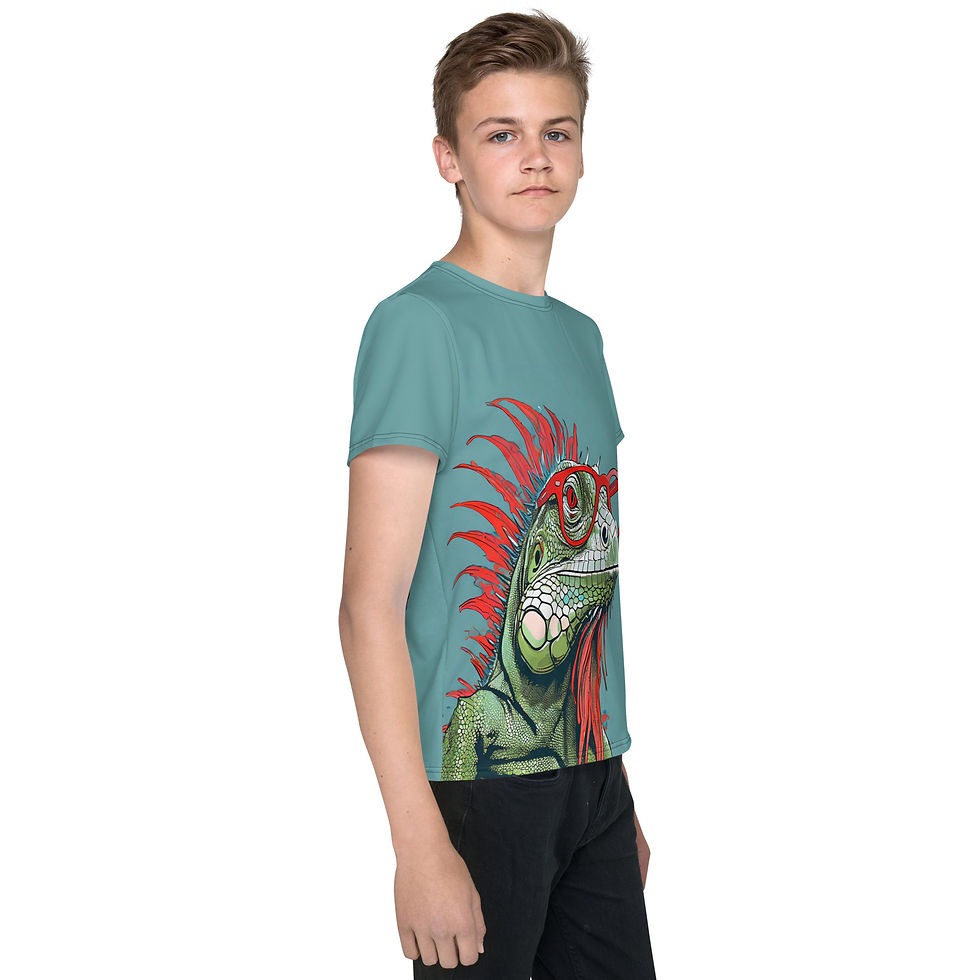 Thumbnail: Iguana Wearing Red Glasses Youth Crew Neck T-shirt