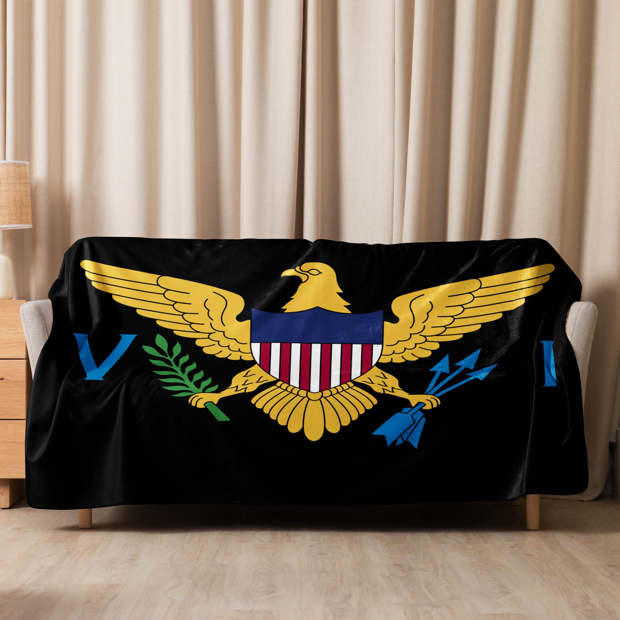 U.S. Virgin Islands Flag Sherpa Black Blanket